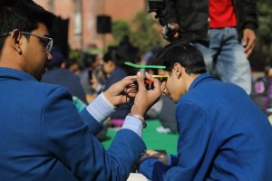 Students exploring solar kits