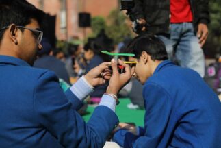 Students exploring solar kits